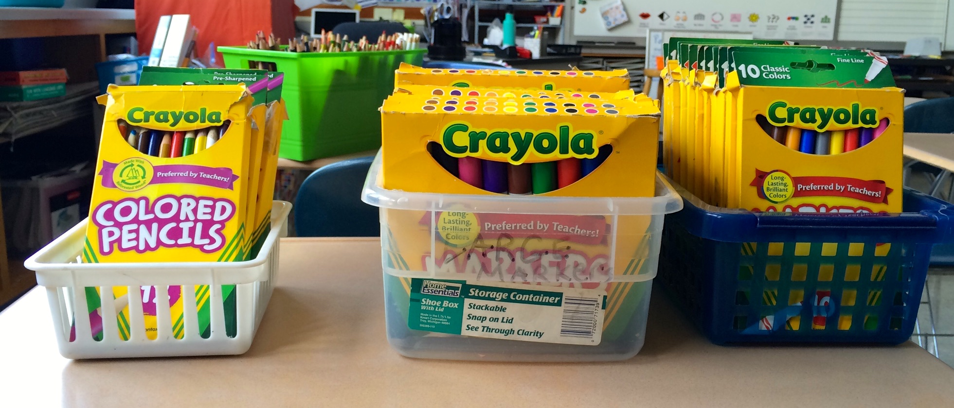 Storing markers for classroom efficiency