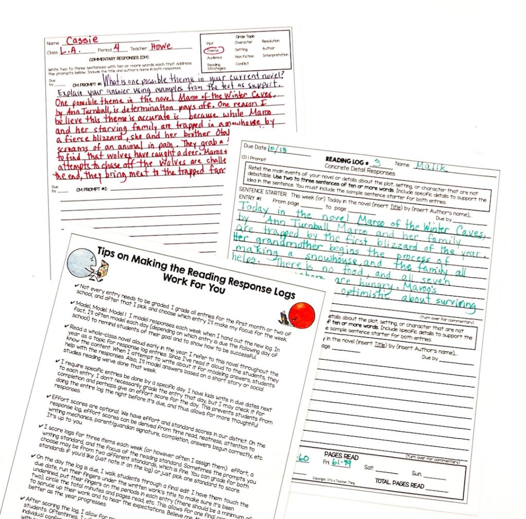 Reading logs for student should be easy to differentiate, meaningful, and not overwhelming.