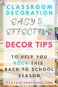 This pin image allows you to save this blog post for later reference to help you with classroom decorating ideas.