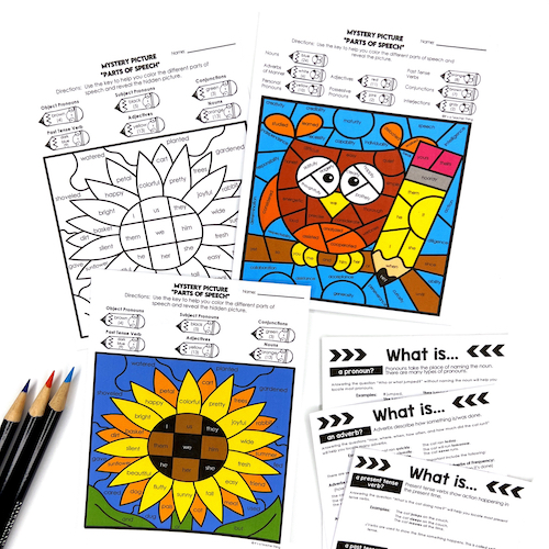 Using parts of speech coloring pages is a great way to increase student engagement and learning.